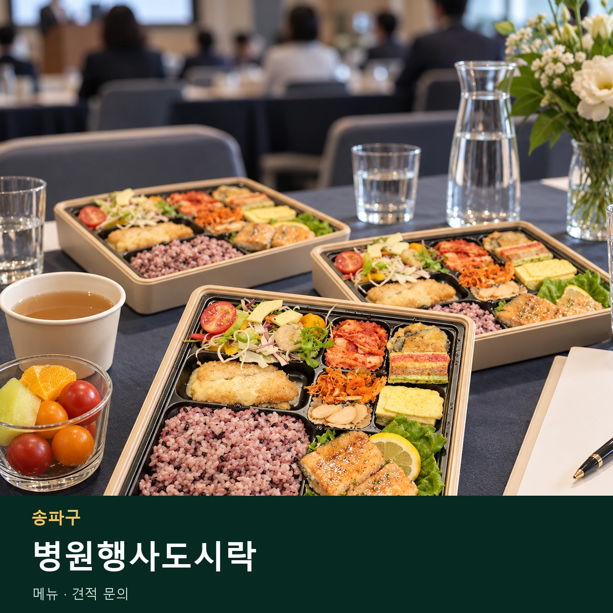송파구 병원행사도시락 메뉴와 주문 목적 안내 이미지