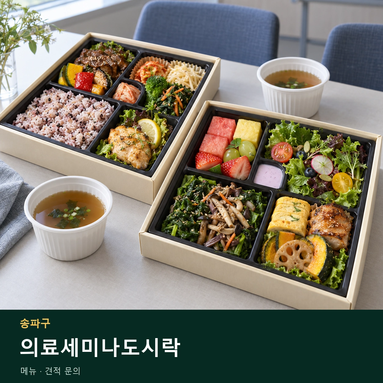 송파구 의료세미나도시락 메뉴와 주문 목적 안내 이미지
