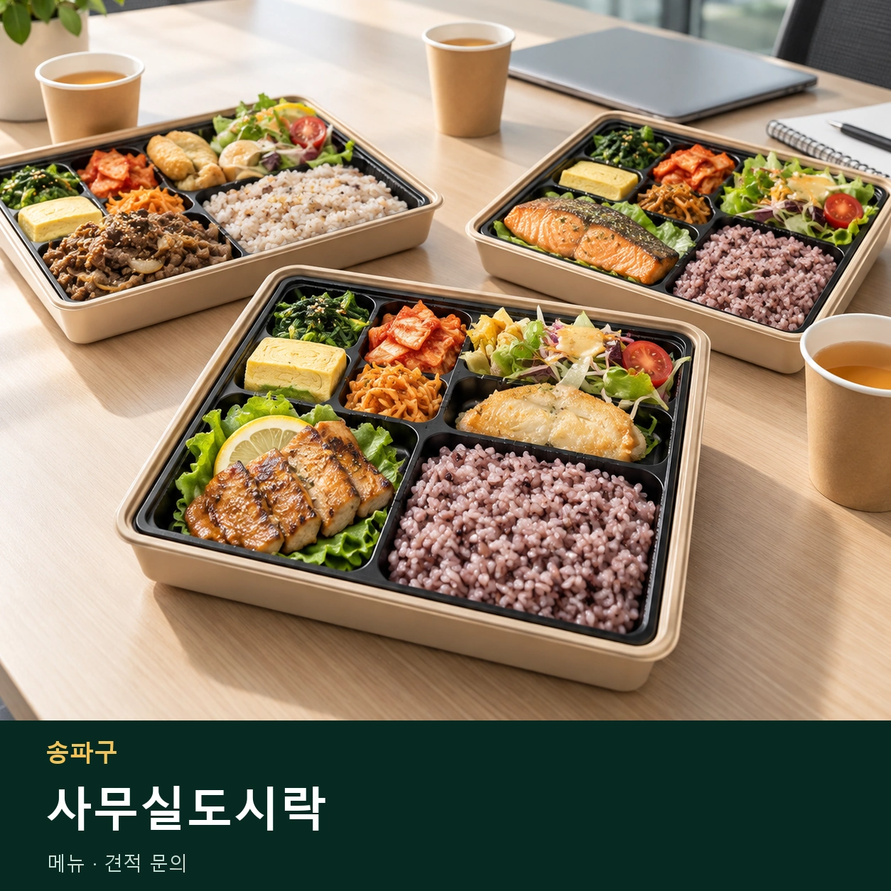 송파구 사무실도시락 메뉴와 주문 목적 안내 이미지