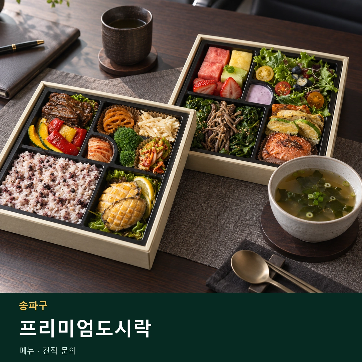 송파구 프리미엄도시락 메뉴와 주문 목적 안내 이미지