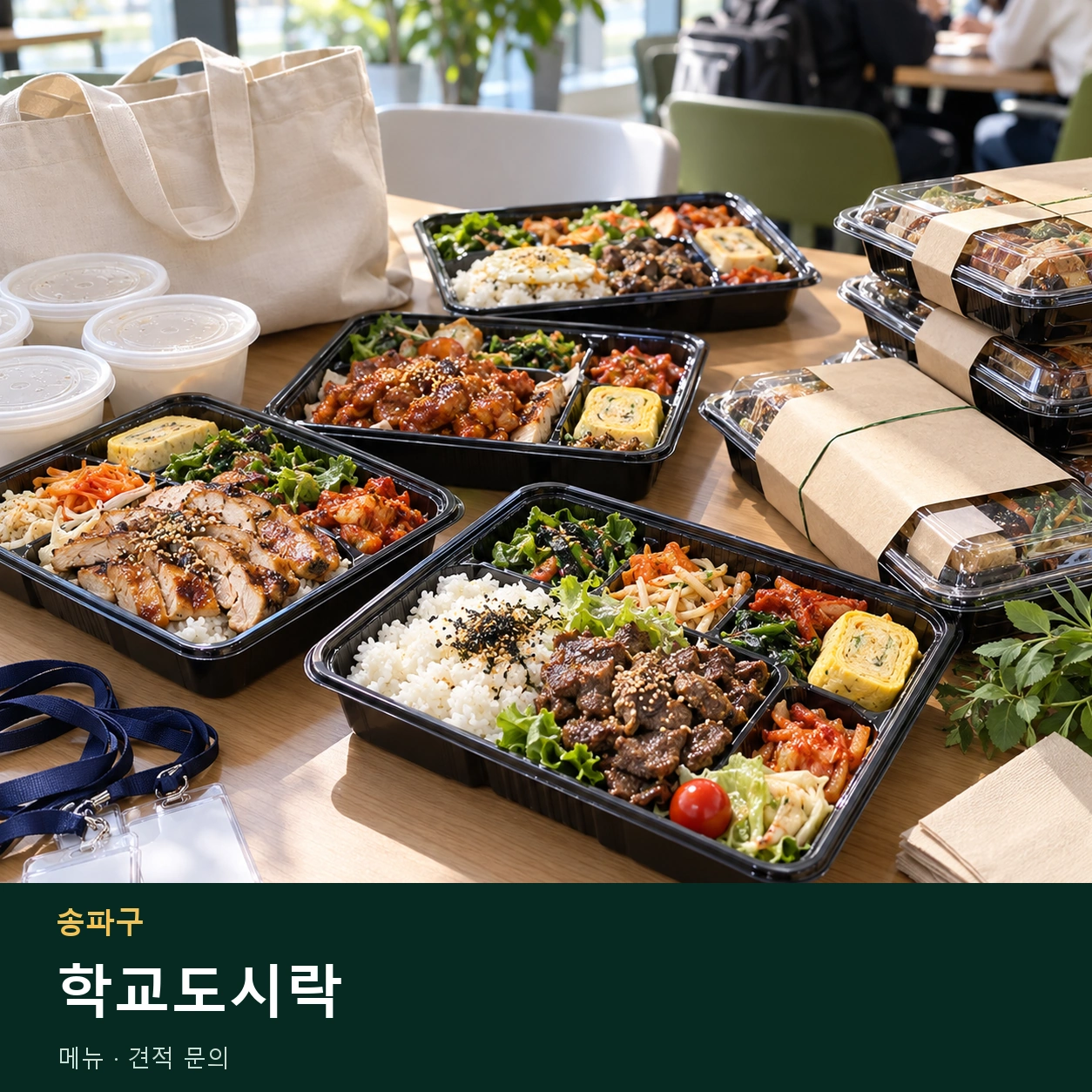 송파구 학교도시락 메뉴와 주문 목적 안내 이미지