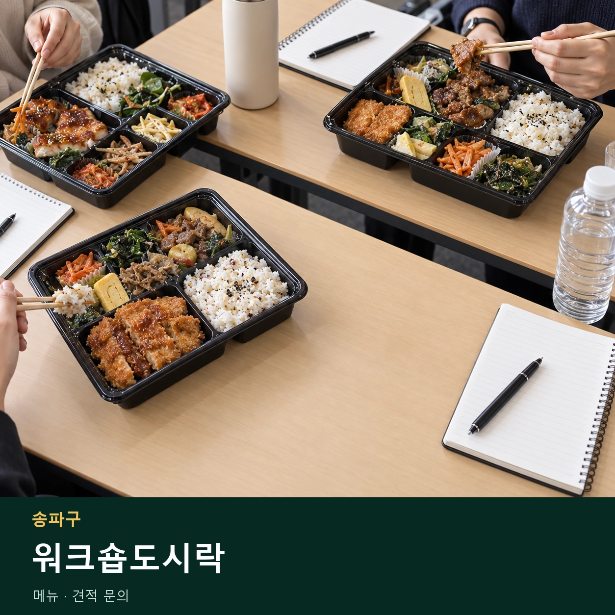 송파구 워크숍도시락 메뉴와 주문 목적 안내 이미지